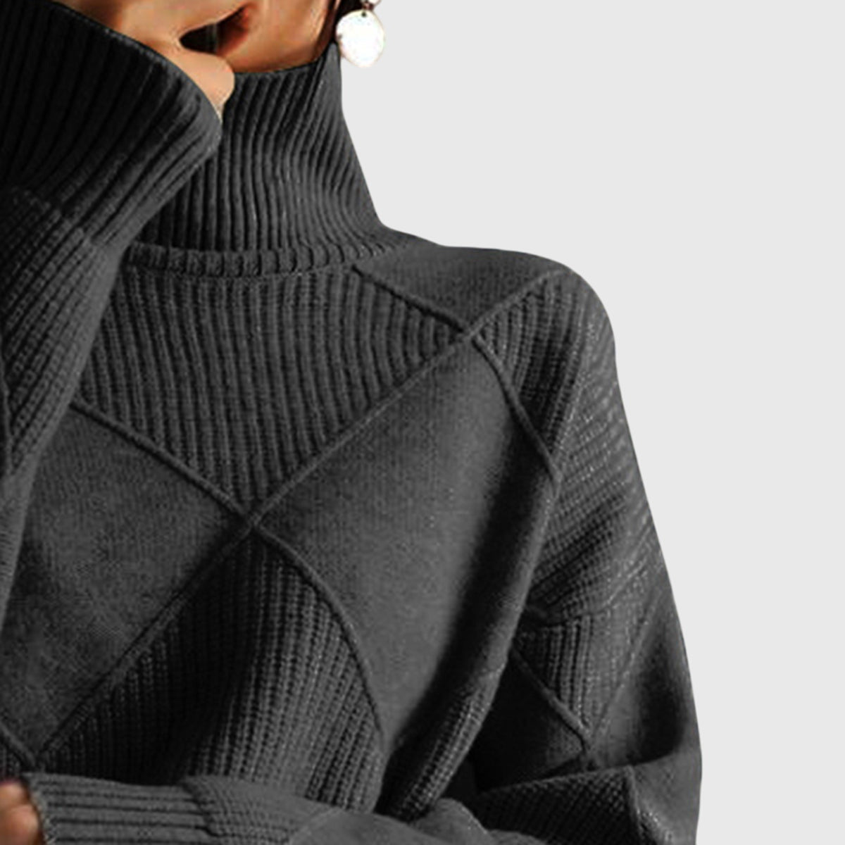 Maison La Veine™ | Pull Doux à Motif Géométrique et Col Roulé