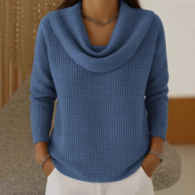 Maison La Veine™ | Pull Chaud en Maille Gaufrée avec Col Cascade
