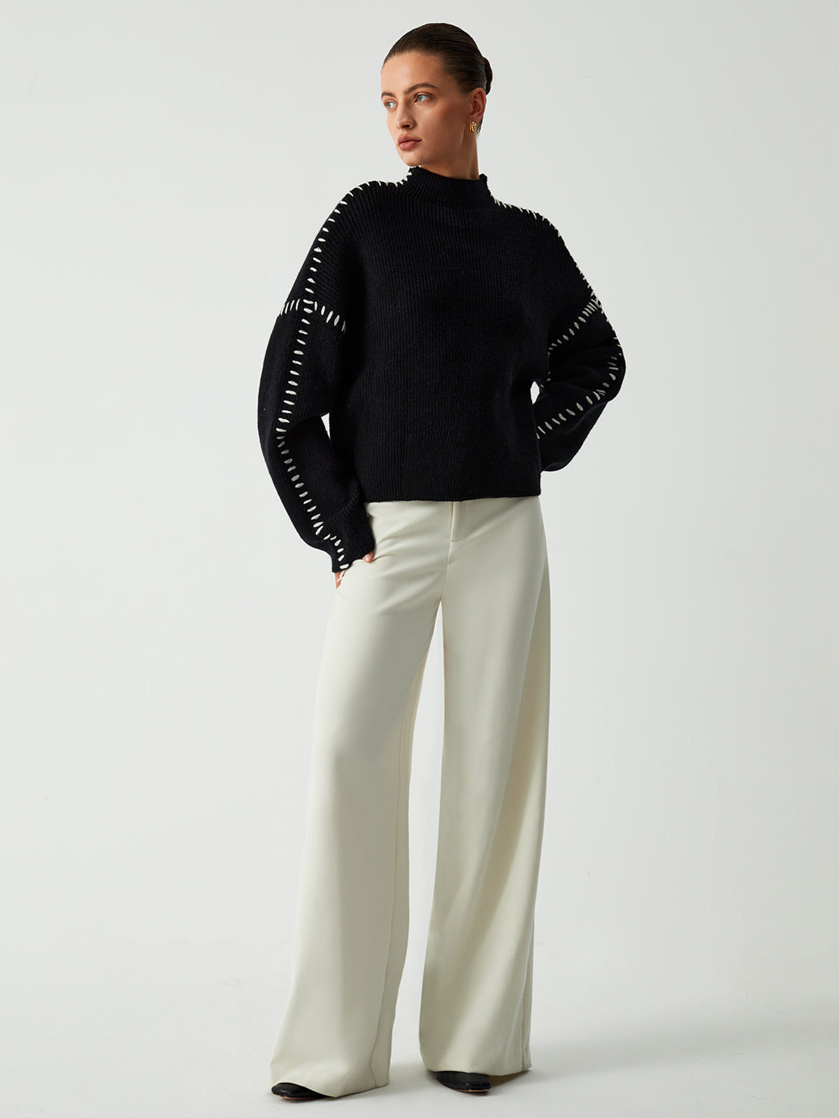 Maison La Veine™ | Pull Col Roulé Piqué