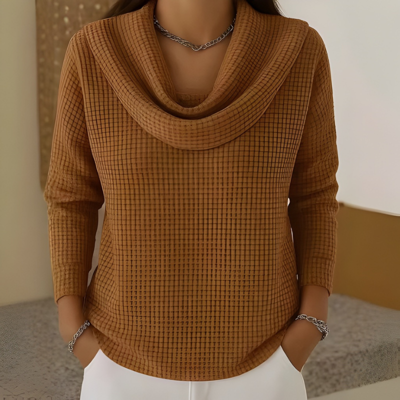 Maison La Veine™ | Pull Chaud en Maille Gaufrée avec Col Cascade