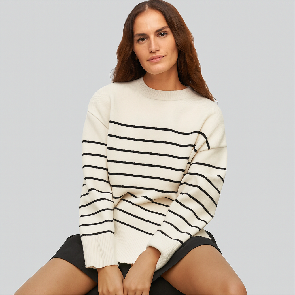 Maison La Veine™ | Pull Oversize Rayé Élégant