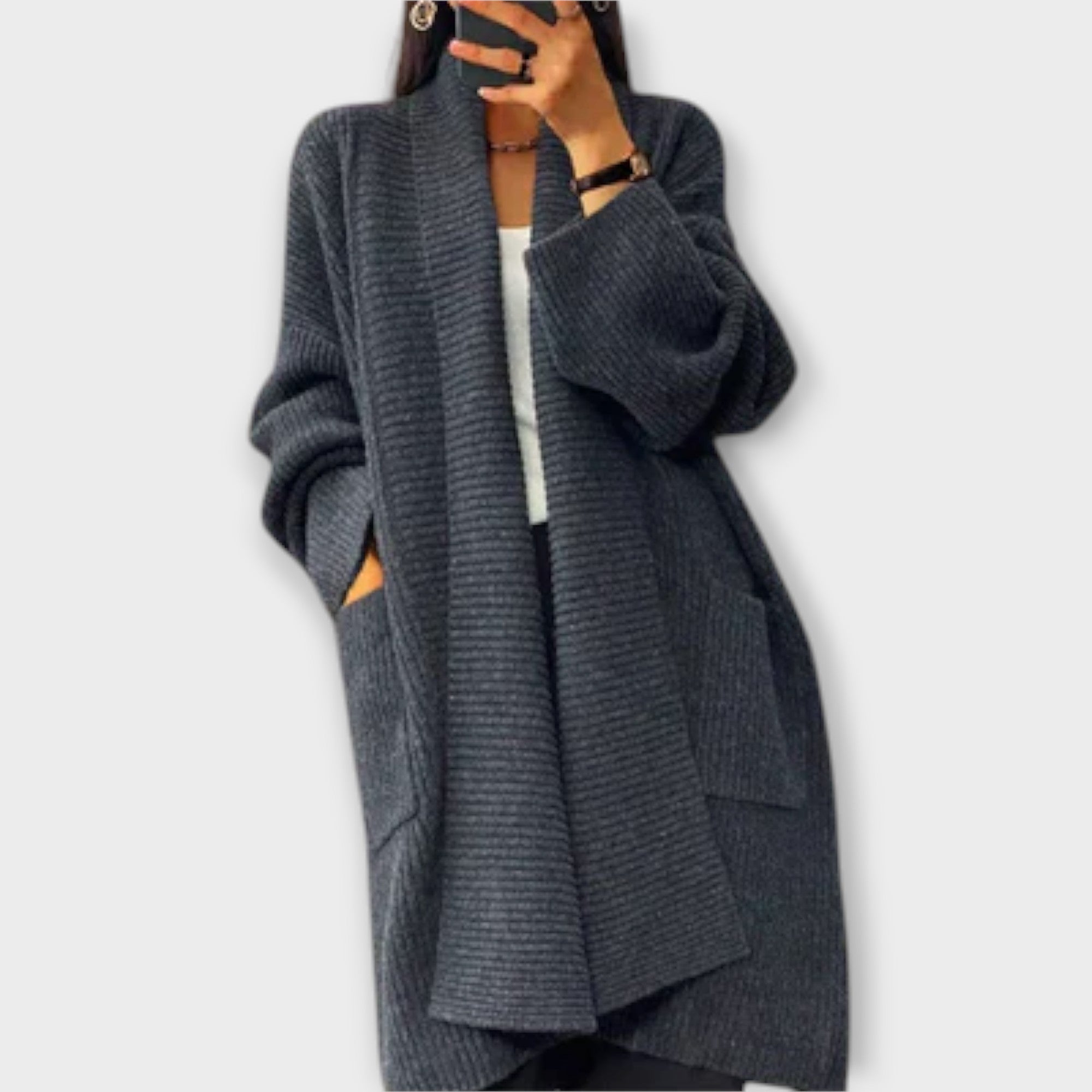Maison La Veine™ | Cardigan Long en Maille Élégant