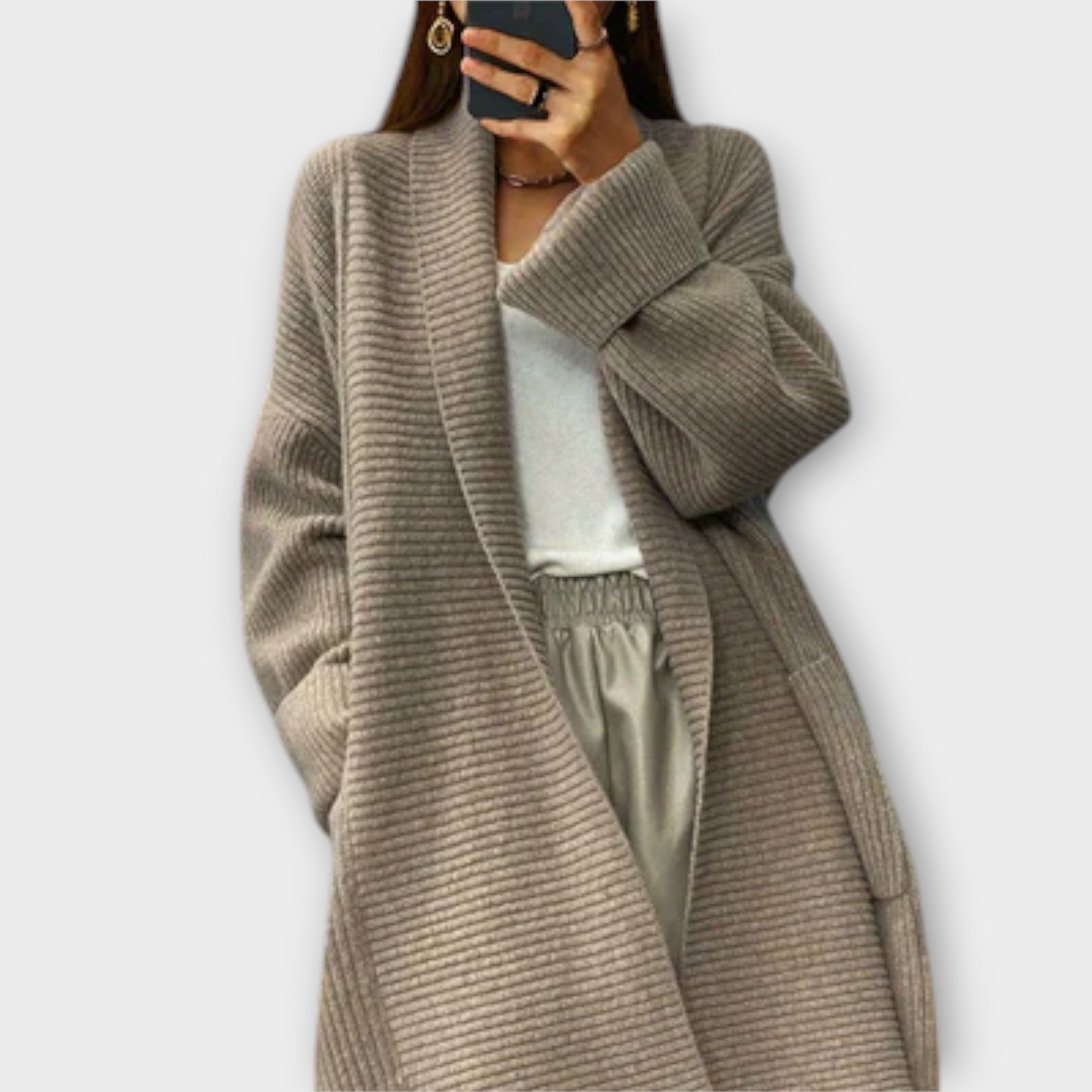 Maison La Veine™ | Cardigan Long en Maille Élégant