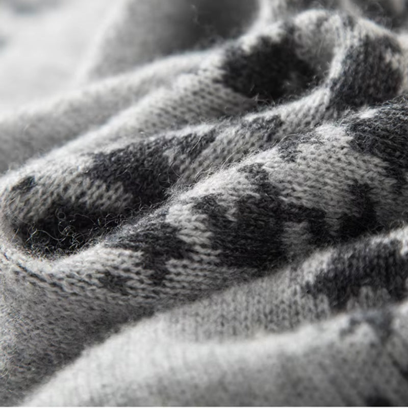 Maison La Veine™ | Écharpe Cachemire Motif Pied-de-Poule