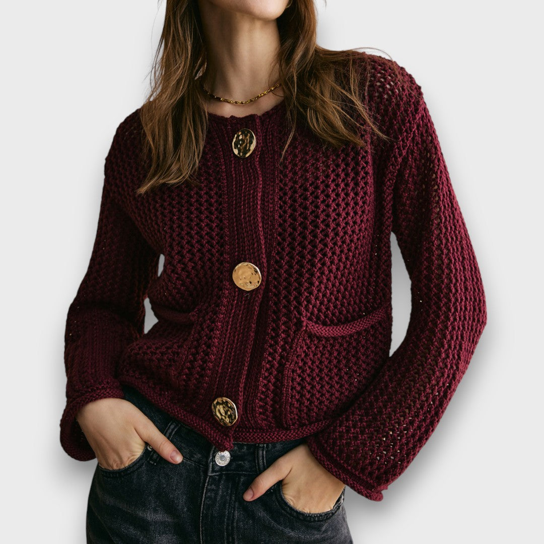 Maison La Veine™ | Cardigan Élégant Rouge Bourgogne