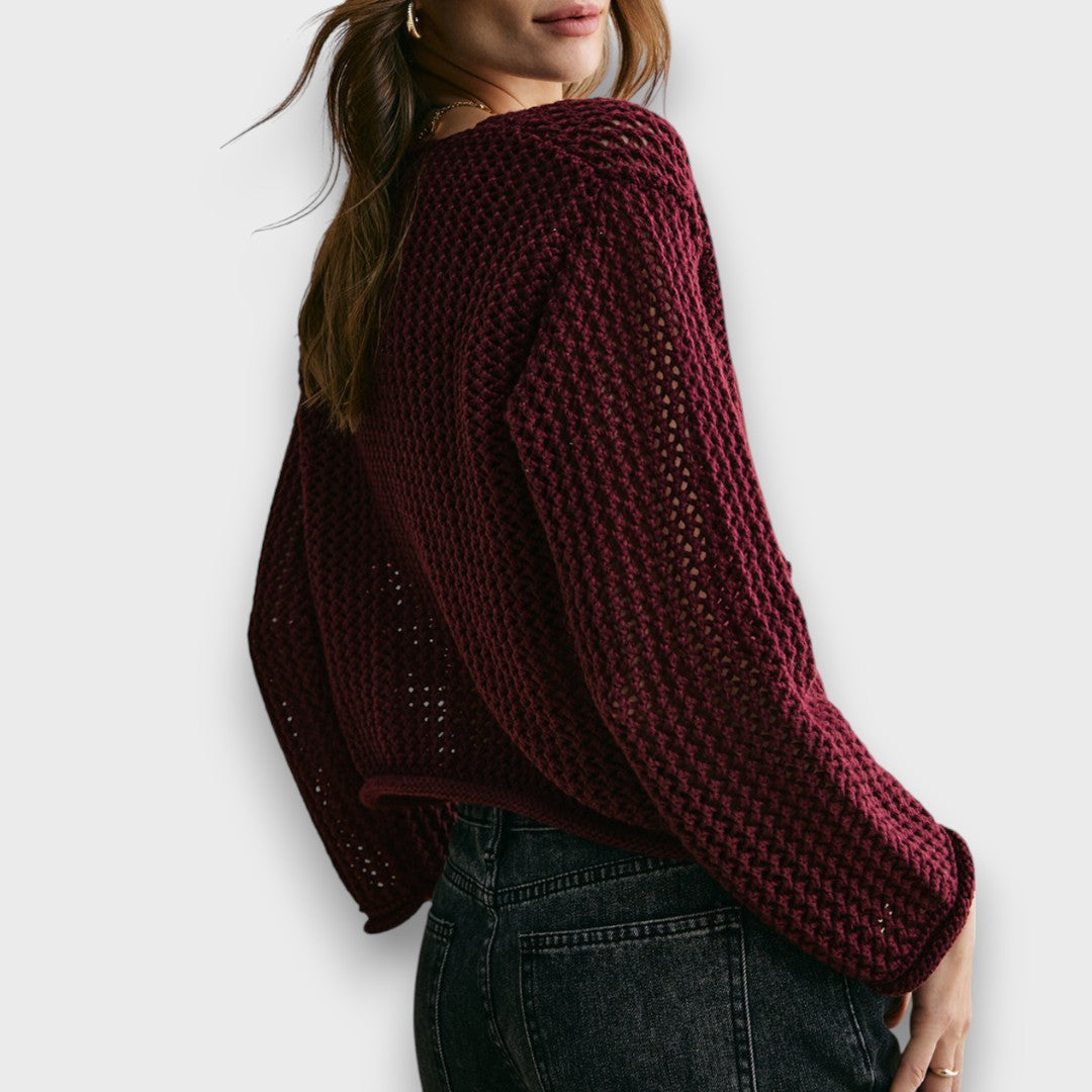 Maison La Veine™ | Cardigan Élégant Rouge Bourgogne