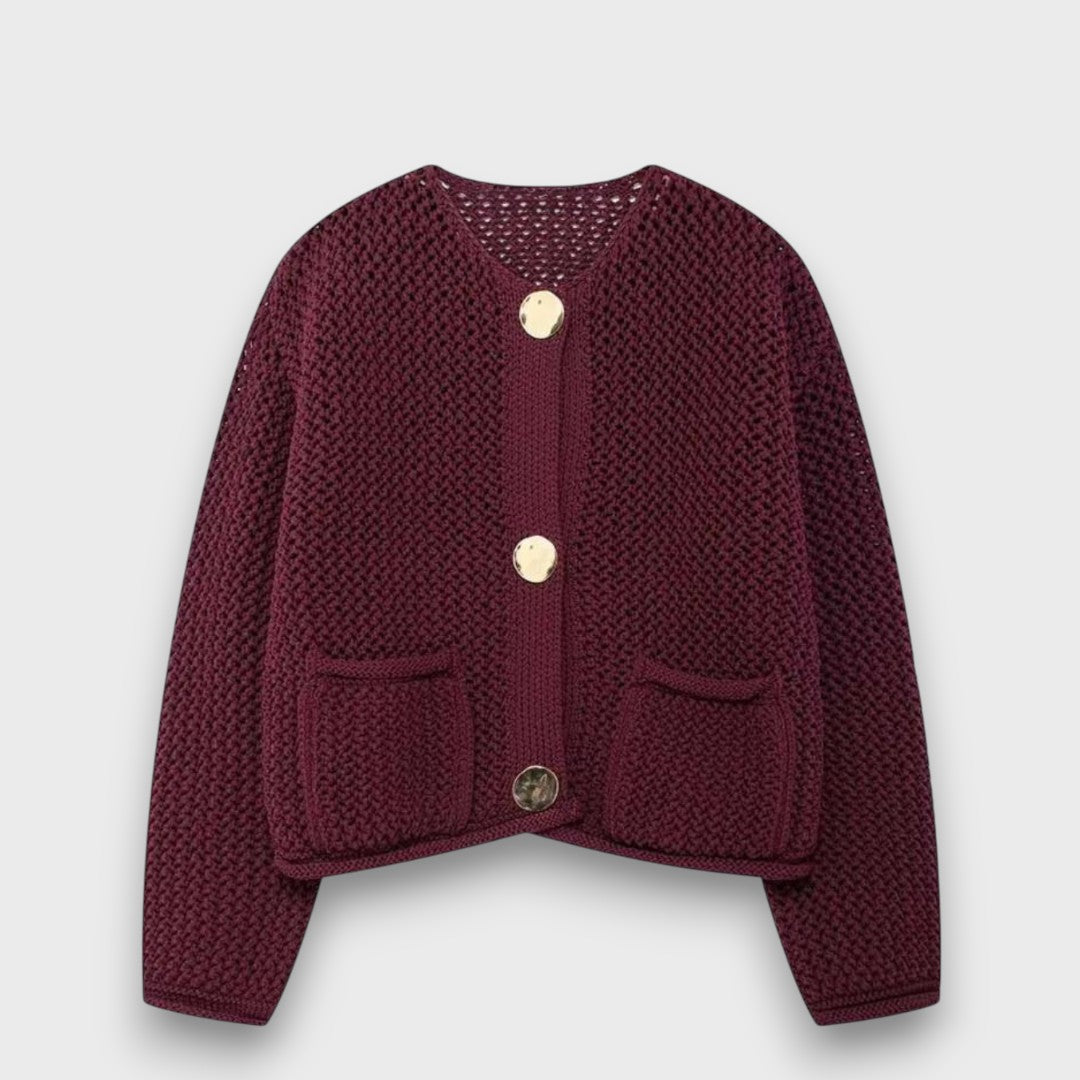 Maison La Veine™ | Cardigan Élégant Rouge Bourgogne