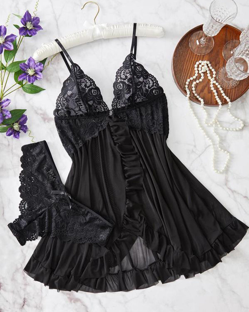 Maison La Veine™ | Ensemble de Nuisette en Dentelle Transparente
