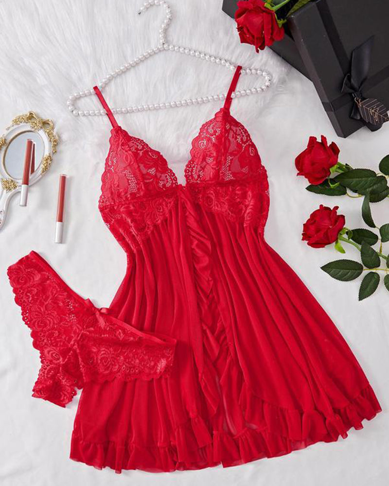 Maison La Veine™ | Ensemble de Nuisette en Dentelle Transparente