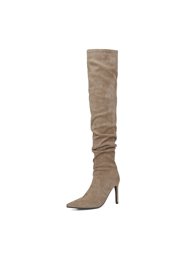 Maison La Veine™ | Bottines Élégantes en Velours au-Dessus du Genou