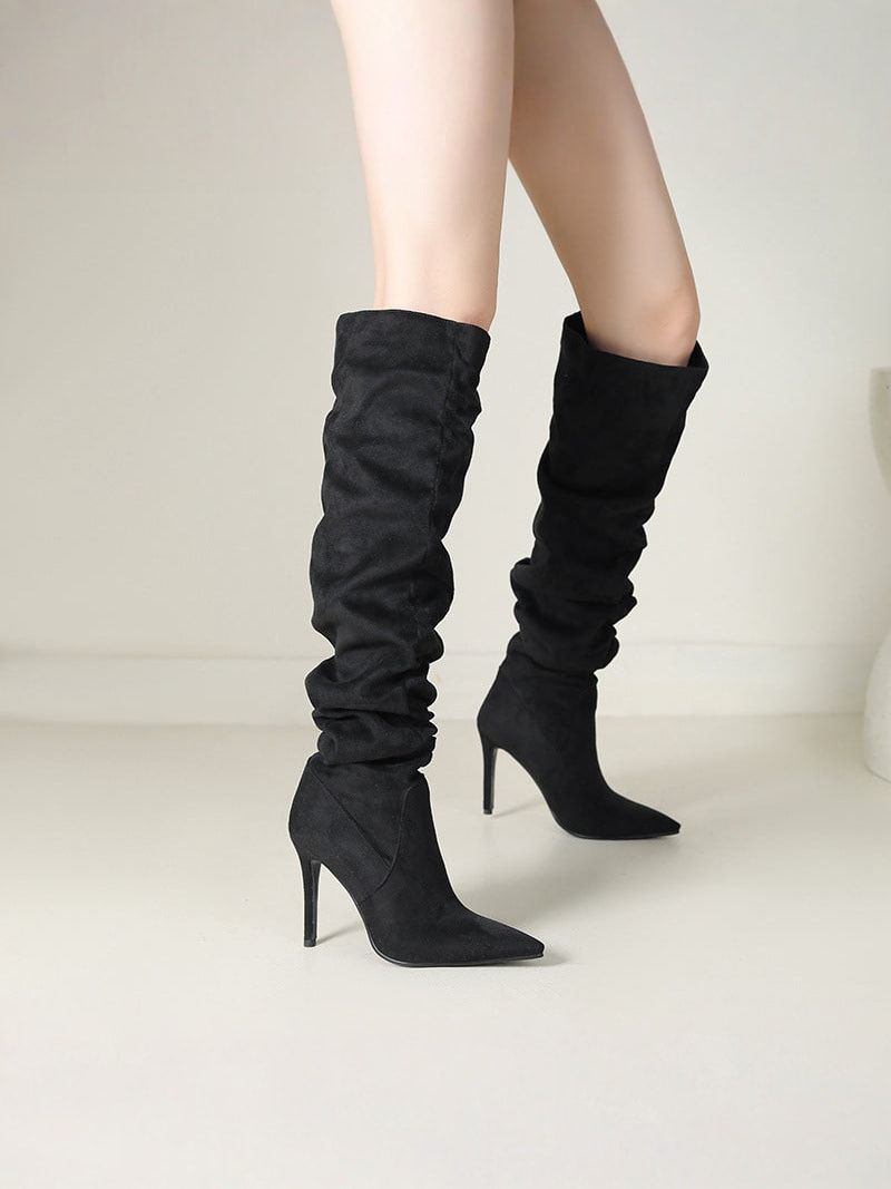 Maison La Veine™ | Bottines Élégantes en Velours au-Dessus du Genou