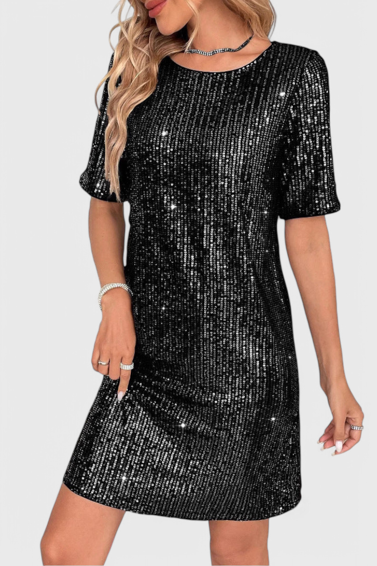 Loreen Robe Courte à Paillettes et Coupe Décontractée