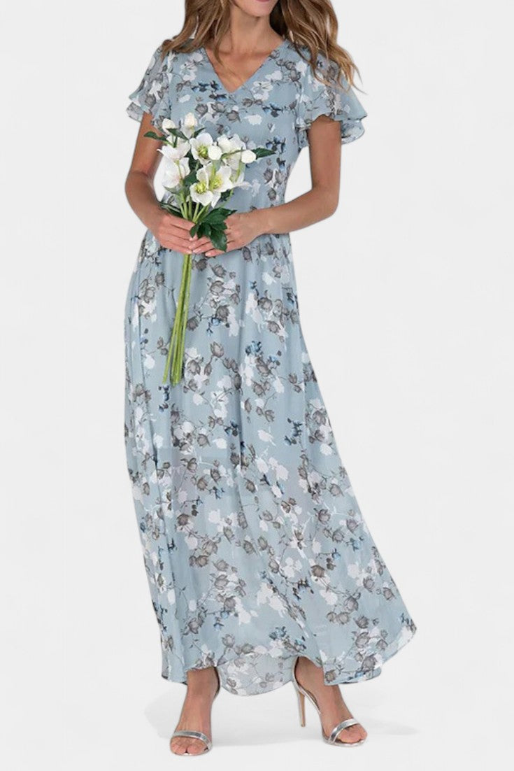 Amara Robe Maxi à Imprimé Floral et Décolleté en V