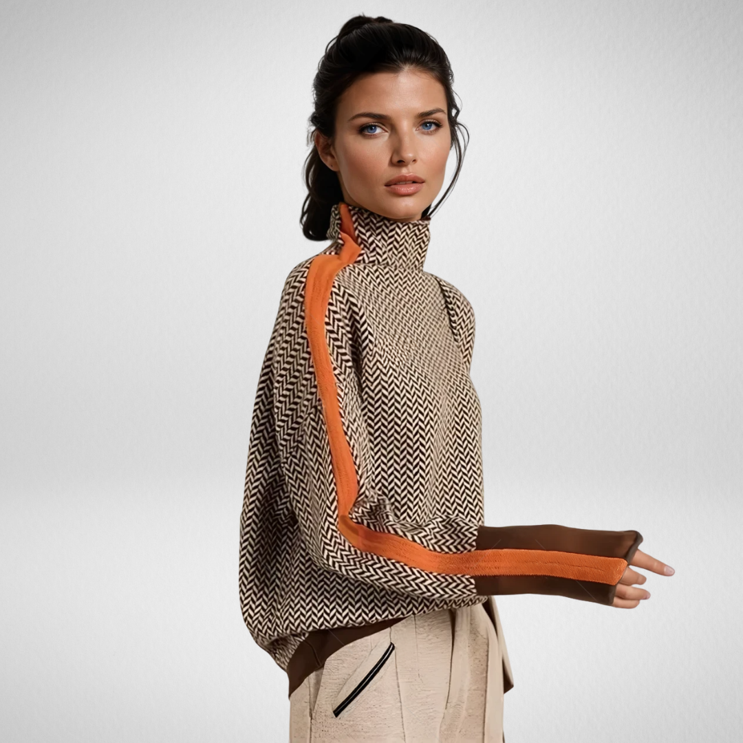 Maison La Veine™ | Pull à col roulé à rayures contrastantes