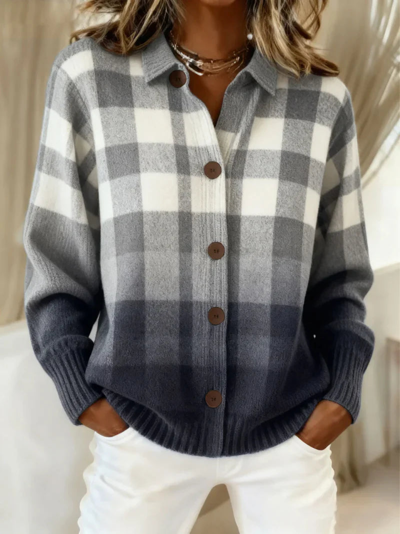 Maison La Veine™ | Blouse Tricotée Carreaux
