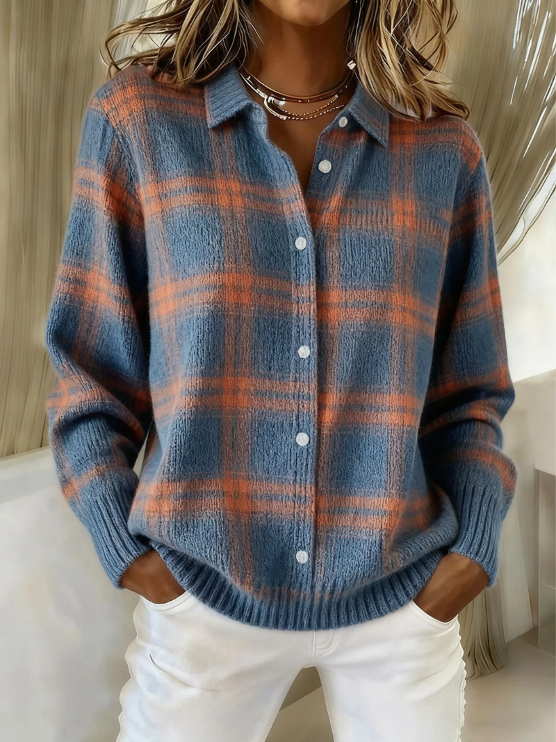 Maison La Veine™ | Blouse Tricotée Carreaux