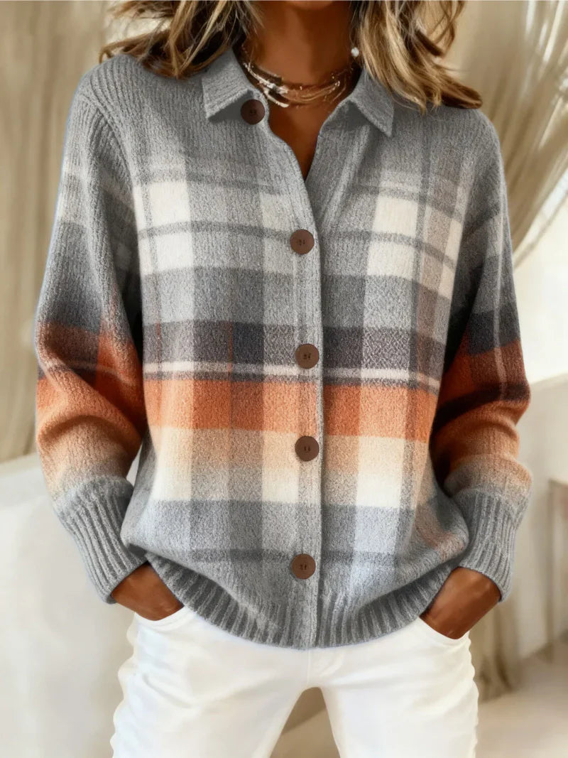 Maison La Veine™ | Blouse Tricotée Carreaux