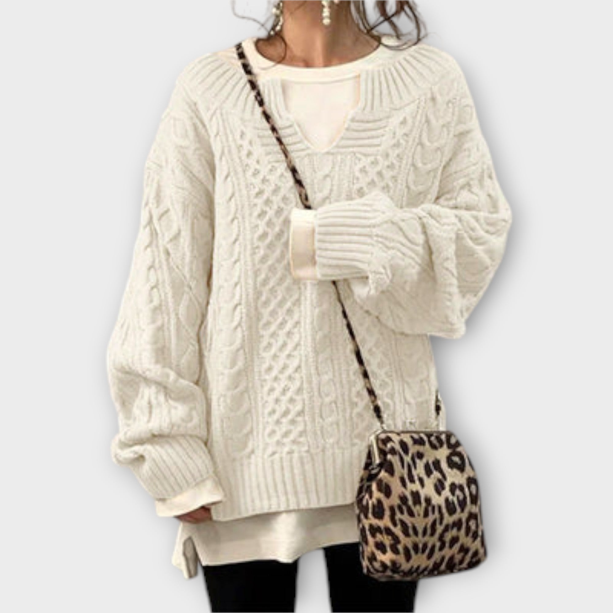 Maison La Veine™ | Pull Oversize à Motif Tressé