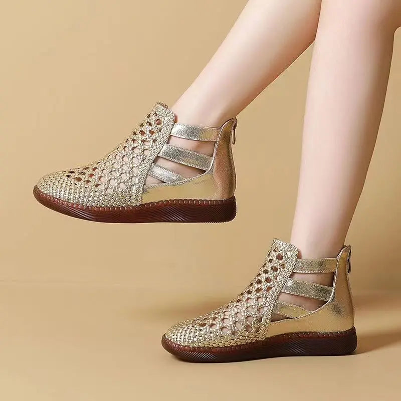 Maison La Veine™ | Cléopâtre Bottes sandales - Confortable et élégant (Cuir véritable)