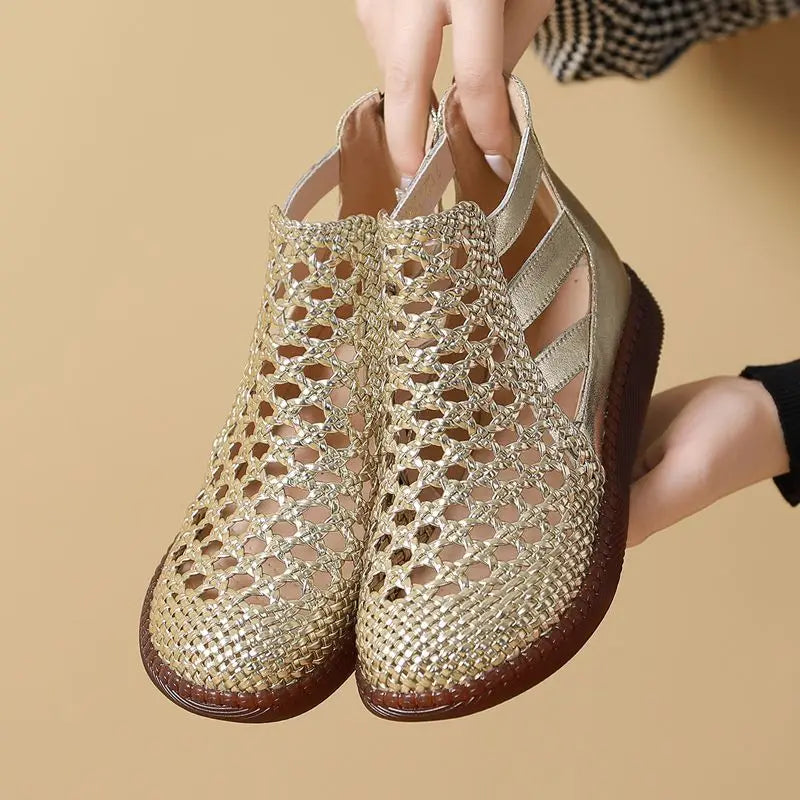Maison La Veine™ | Cléopâtre Bottes sandales - Confortable et élégant (Cuir véritable)