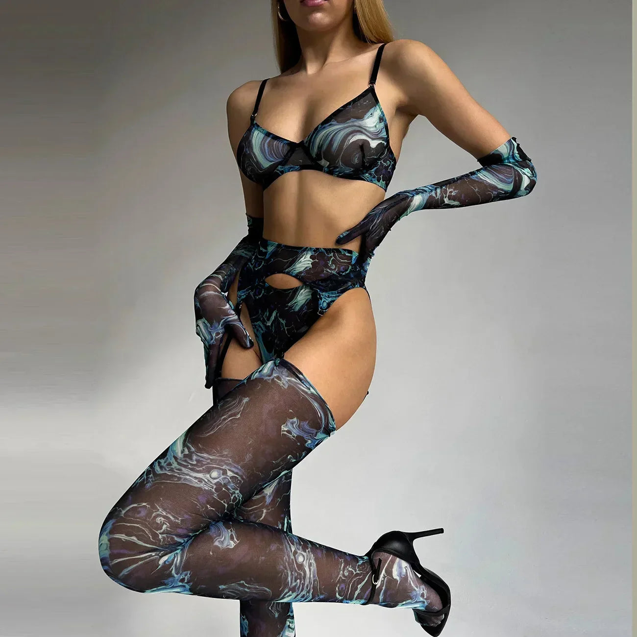 Maison La Veine™ | Ensemble de lingerie tie-dye complet en 5 pièces