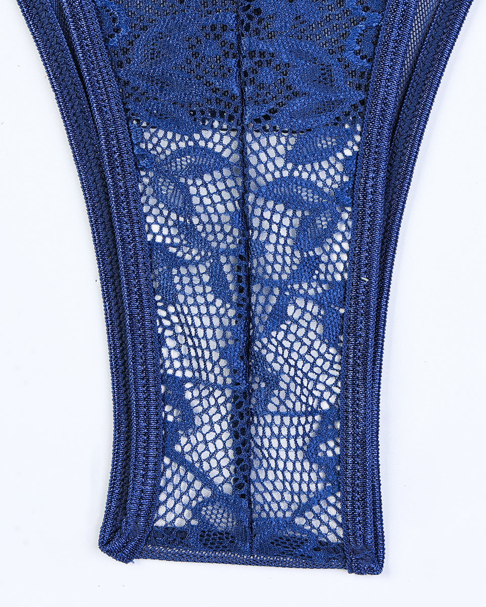 Maison La Veine™ | Body transparent à dentelle avec motif floral et nœud sur le côté