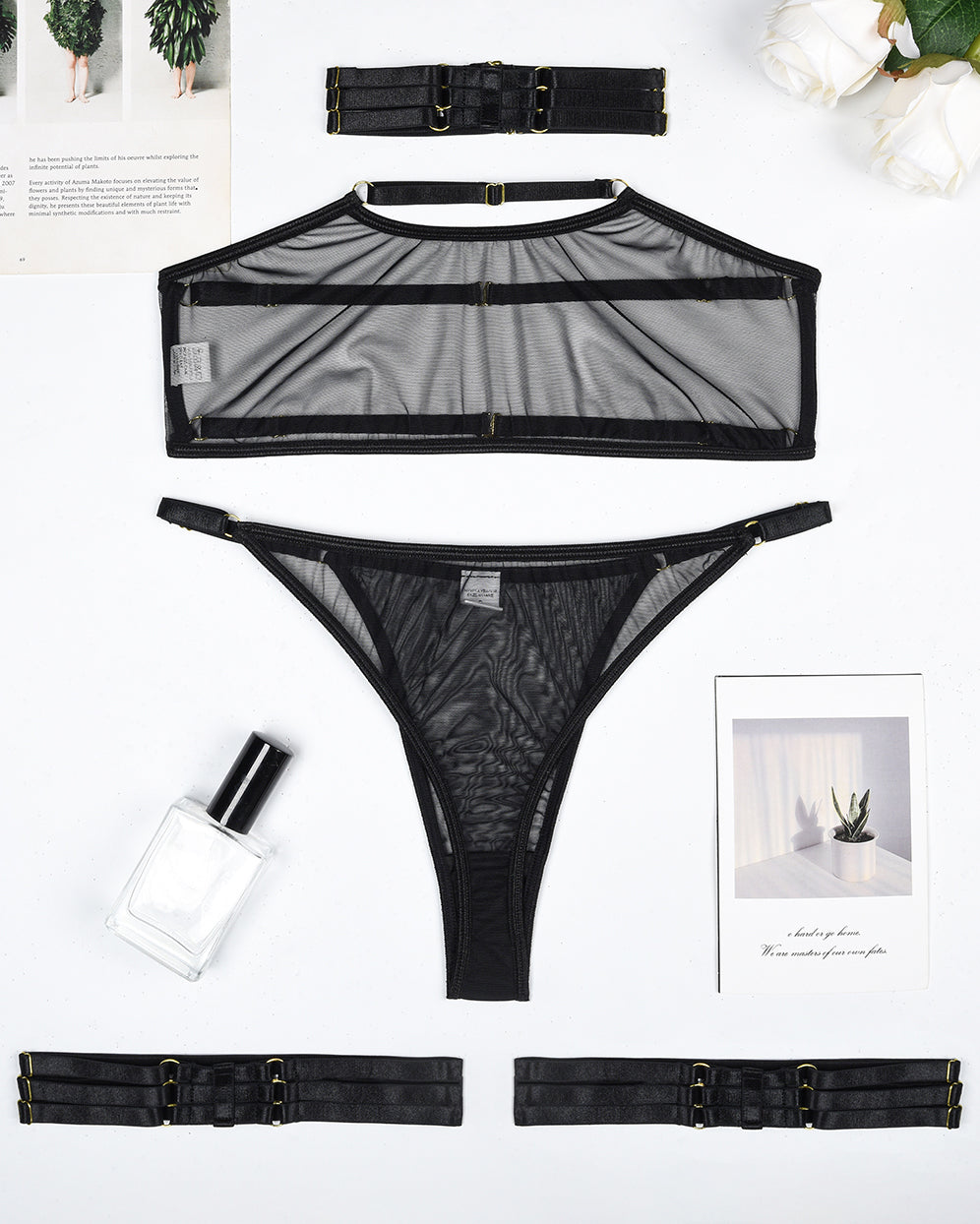 Maison La Veine™ | Ensemble de Lingerie en Mesh Transparent 4 Pièces