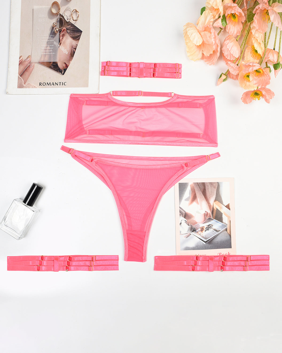 Maison La Veine™ | Ensemble de Lingerie en Mesh Transparent 4 Pièces