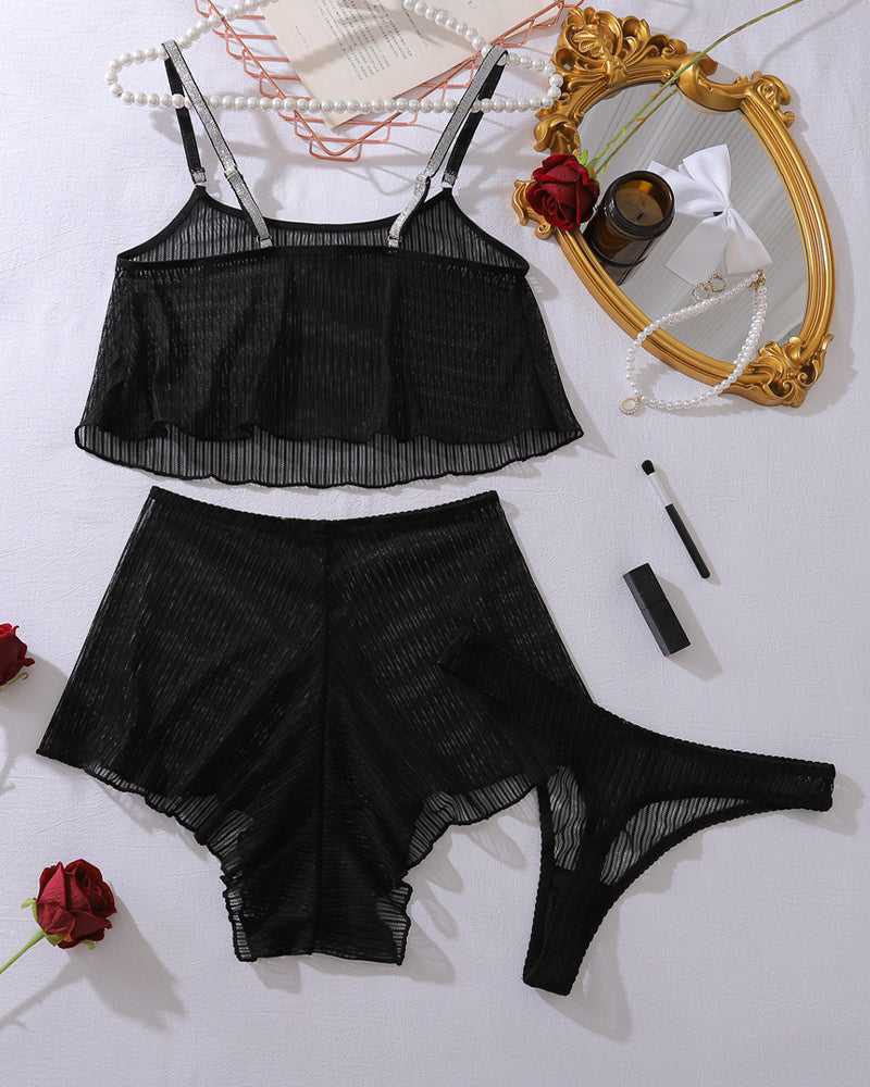 Maison La Veine™ | Débardeur en maille transparent & Ensemble de pyjama court