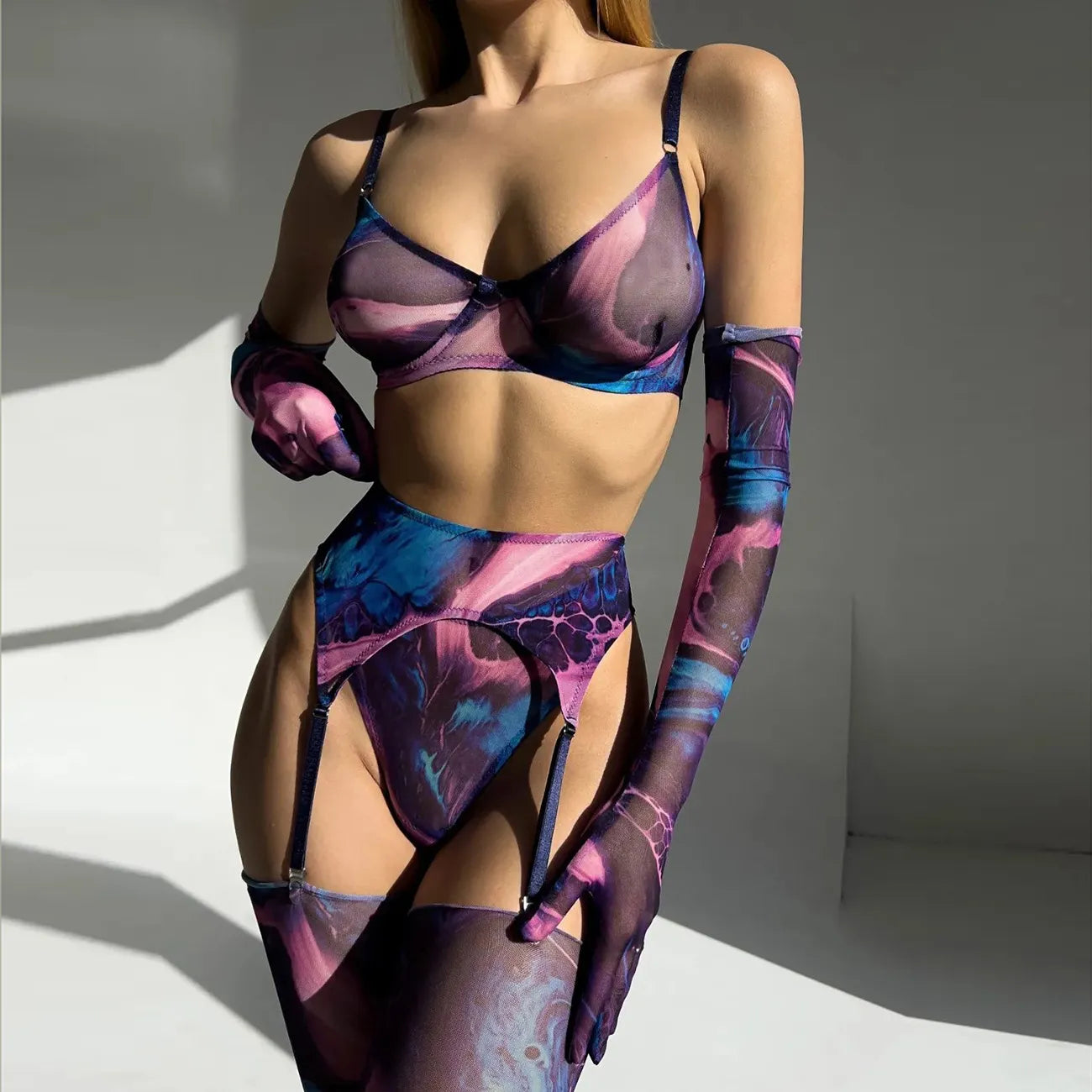 Maison La Veine™ | Ensemble de lingerie tie-dye complet en 5 pièces