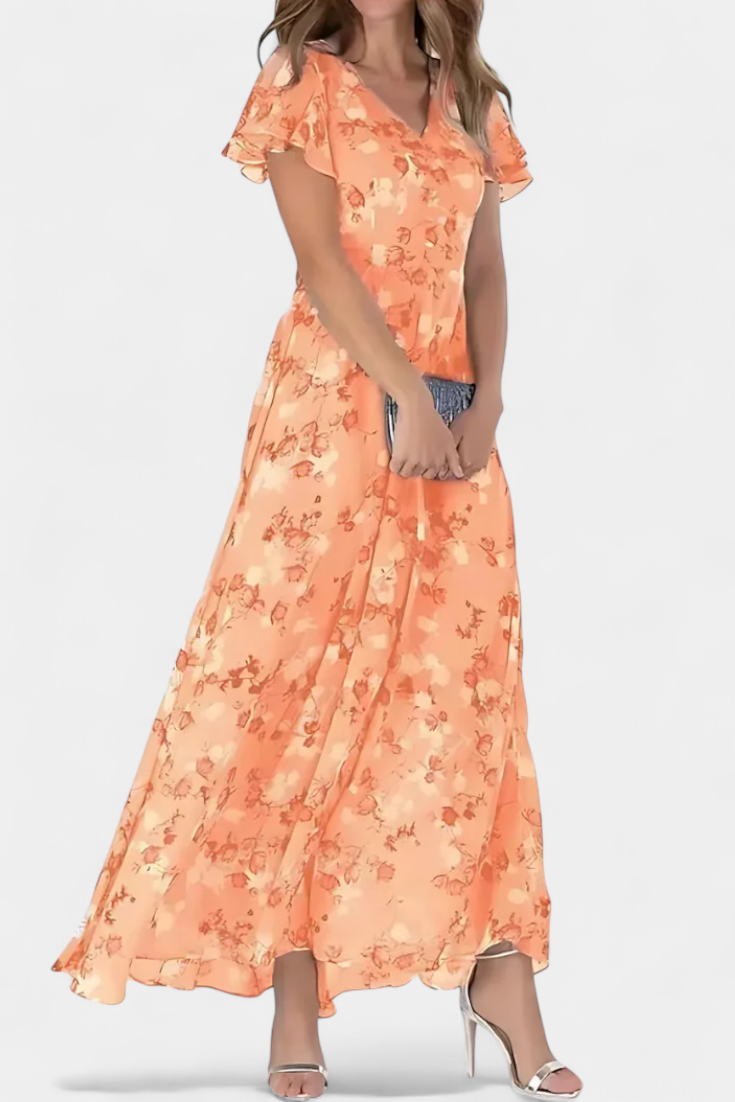 Amara Robe Maxi à Imprimé Floral et Décolleté en V