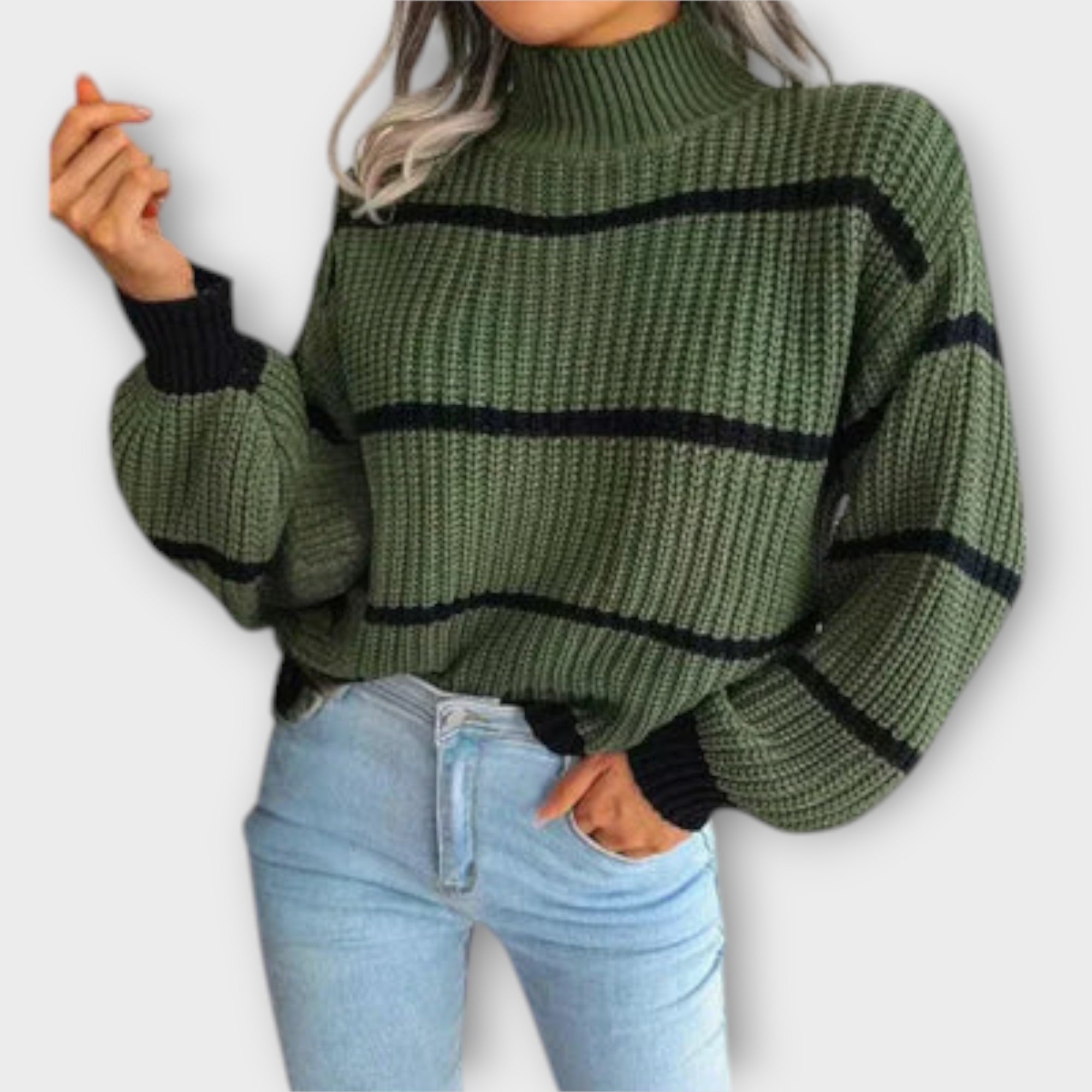 Maison La Veine™ | Pull Col Montant Rayé