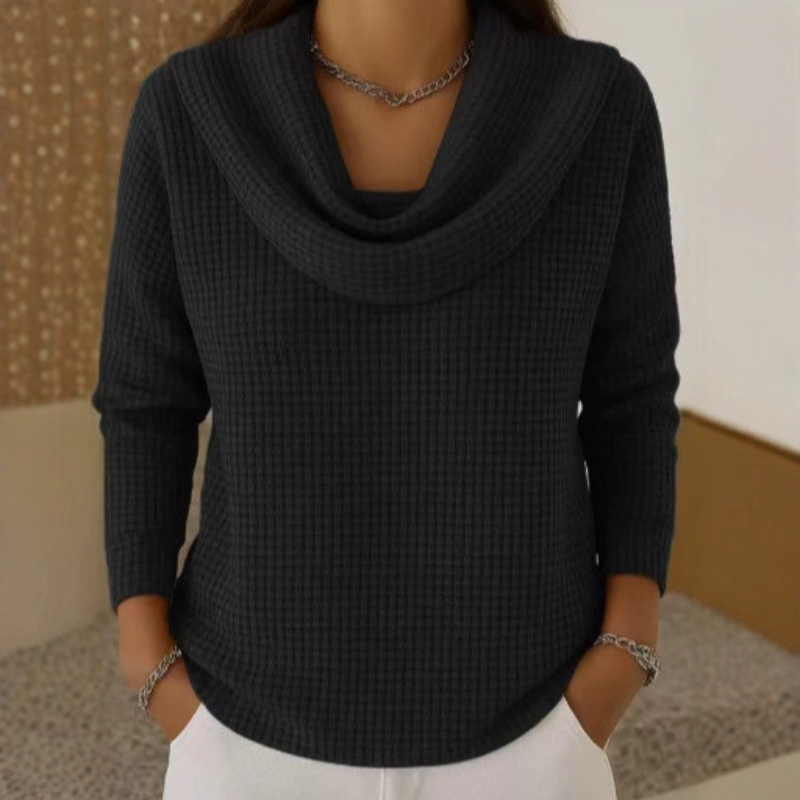 Maison La Veine™ | Pull Chaud en Maille Gaufrée avec Col Cascade