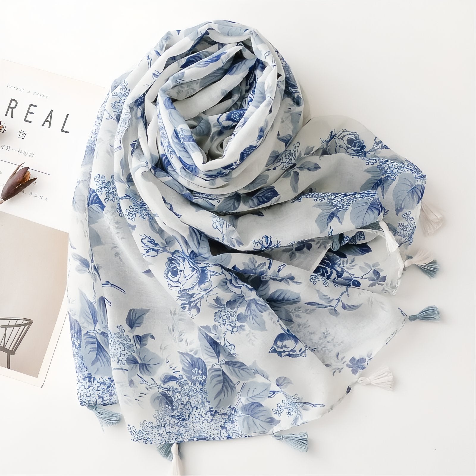 Maison La Veine™ | Chèche Bleu Fleuri