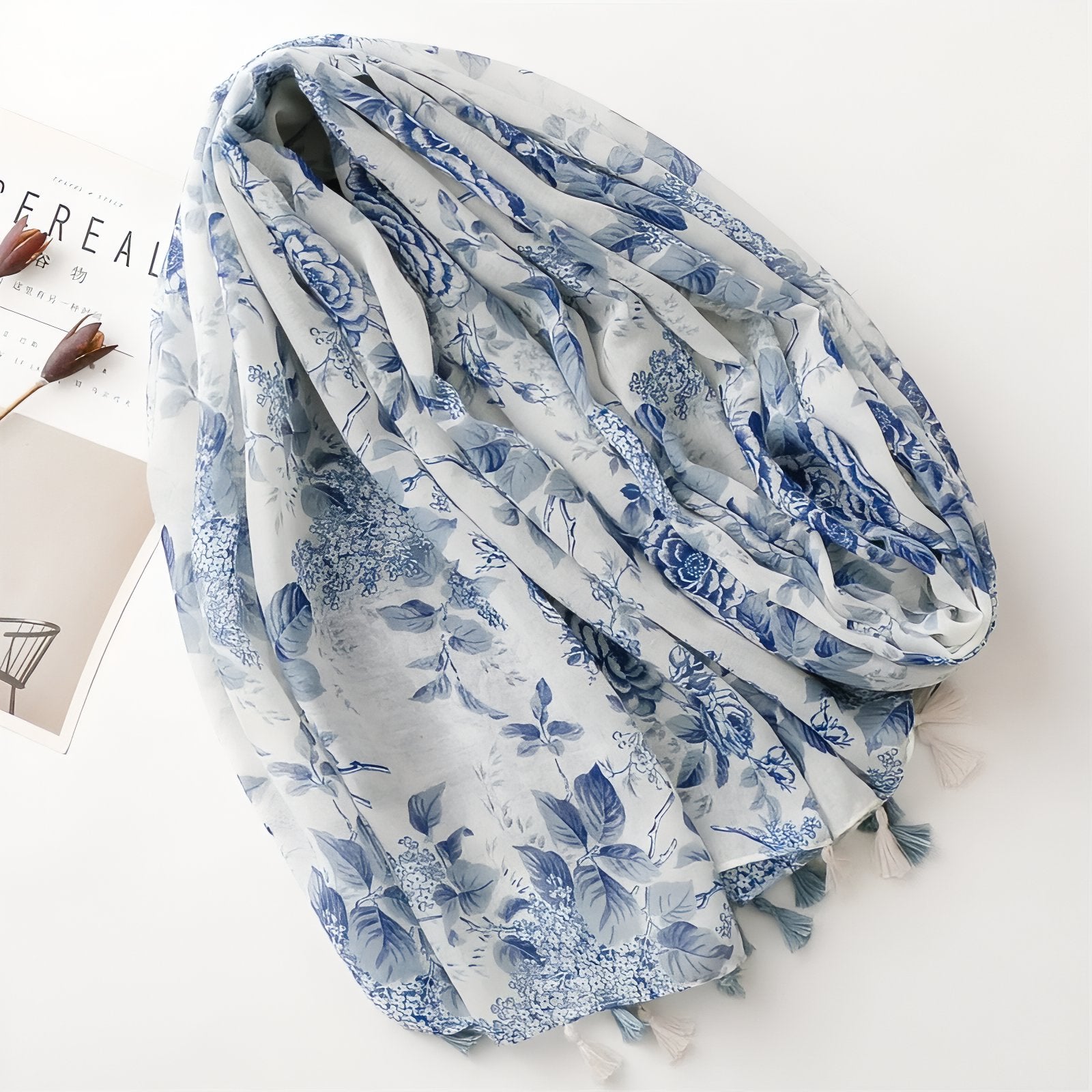 Maison La Veine™ | Chèche Bleu Fleuri