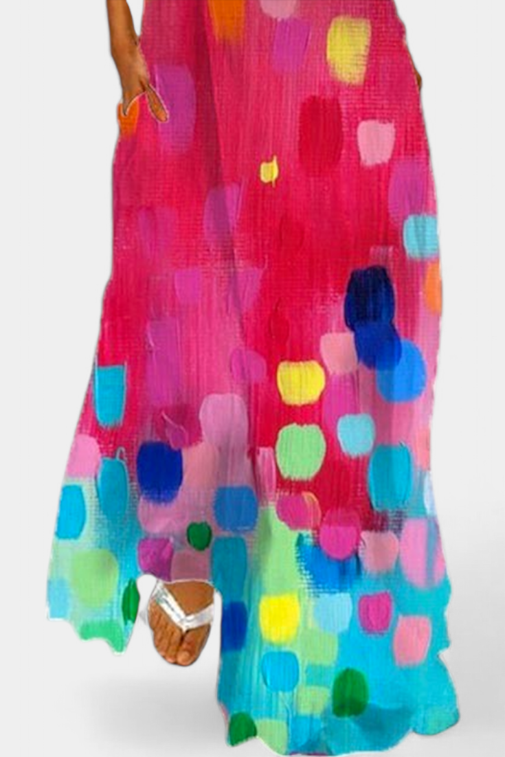 Enna Robe Longue Sans Manches à Imprimé Contrasté