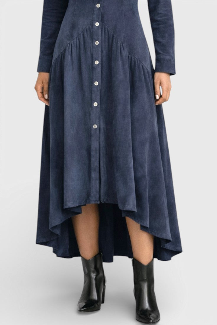 Kélia Robe Midi Rétro à Ourlet Asymétrique & Poches à Rabat