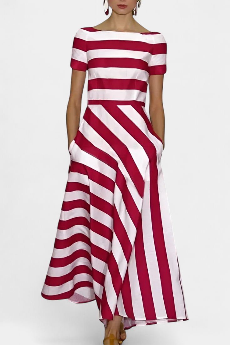 Lustra Robe Longue à Imprimé Rayé et Coupe Fluide