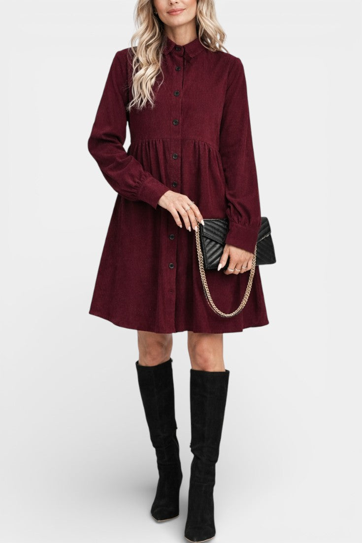 Zita Robe Chemise Midi à Col Montant