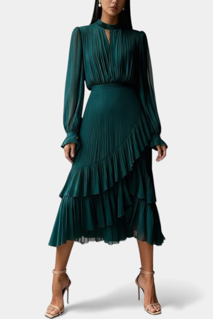 Graziella Robe Élégante Plissée à Volants