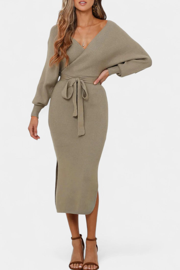 Coriselle Robe Pull Midi à Lacets et Dos Nu