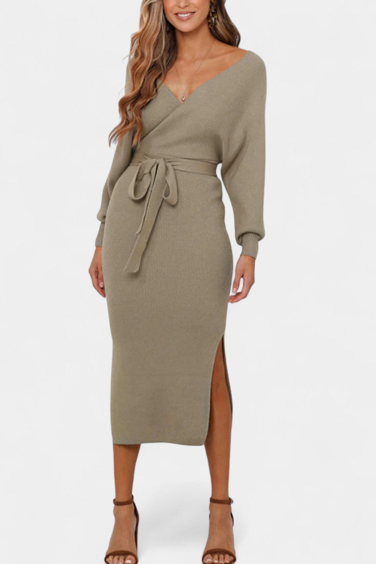 Coriselle Robe Pull Midi à Lacets et Dos Nu