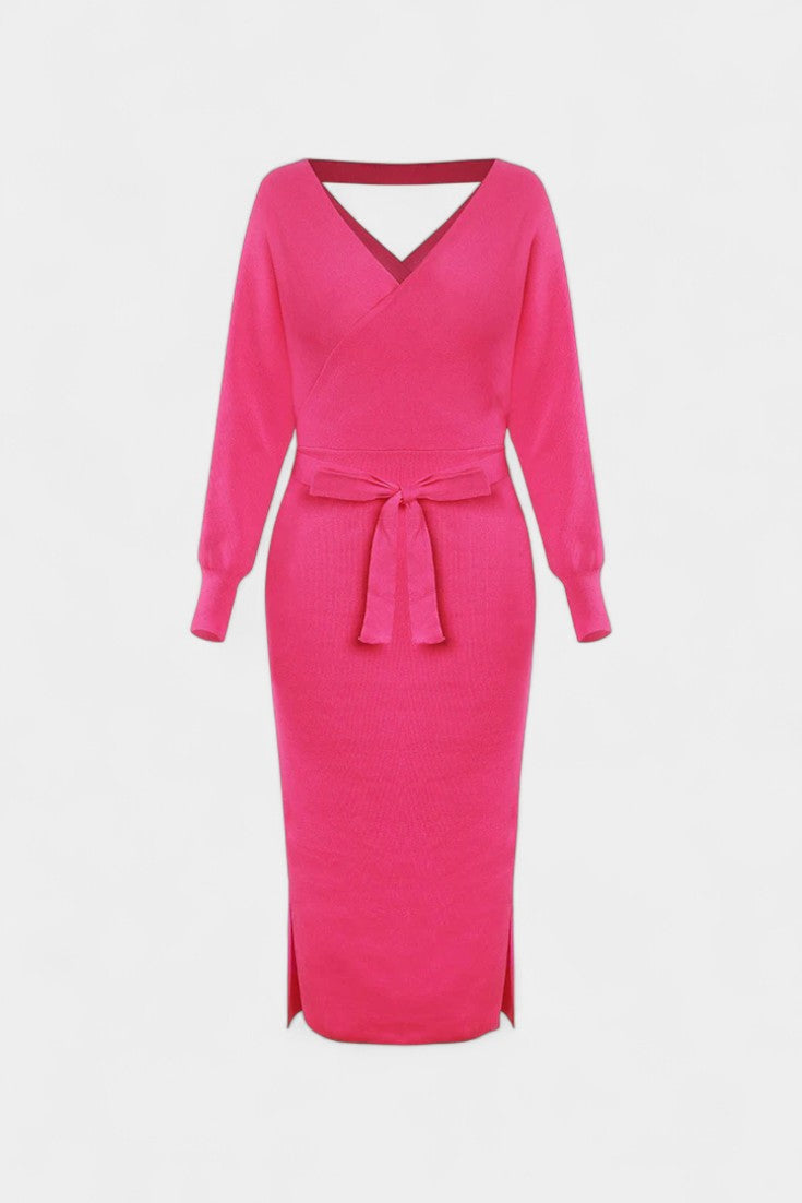 Coriselle Robe Pull Midi à Lacets et Dos Nu