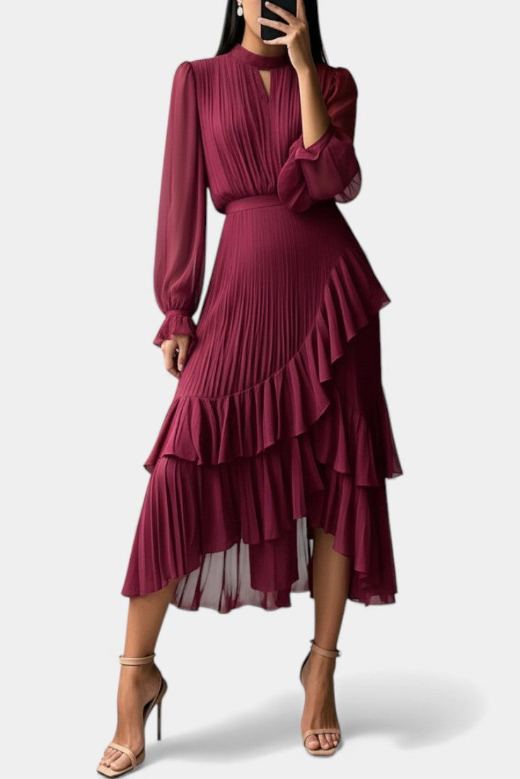 Graziella Robe Élégante Plissée à Volants