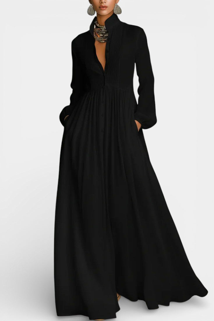 Marilou Robe Longue Minimaliste en Coton Flammé à l’Allure Feutrée