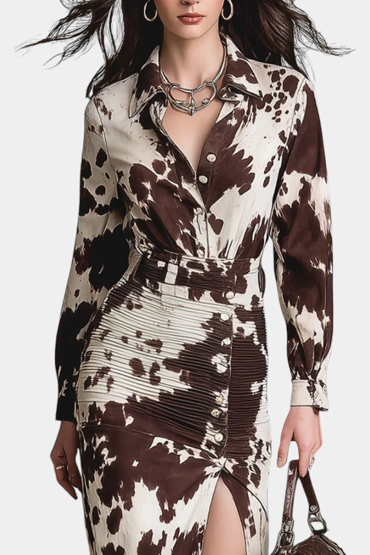 Maravillas Robe Longue Imprimée Vache Vintage