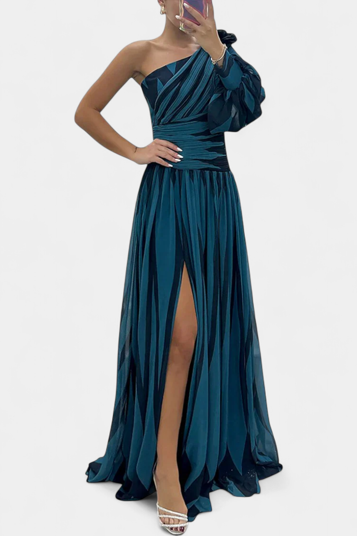 Bethania Robe Maxi Asymétrique à Rayures Élancées