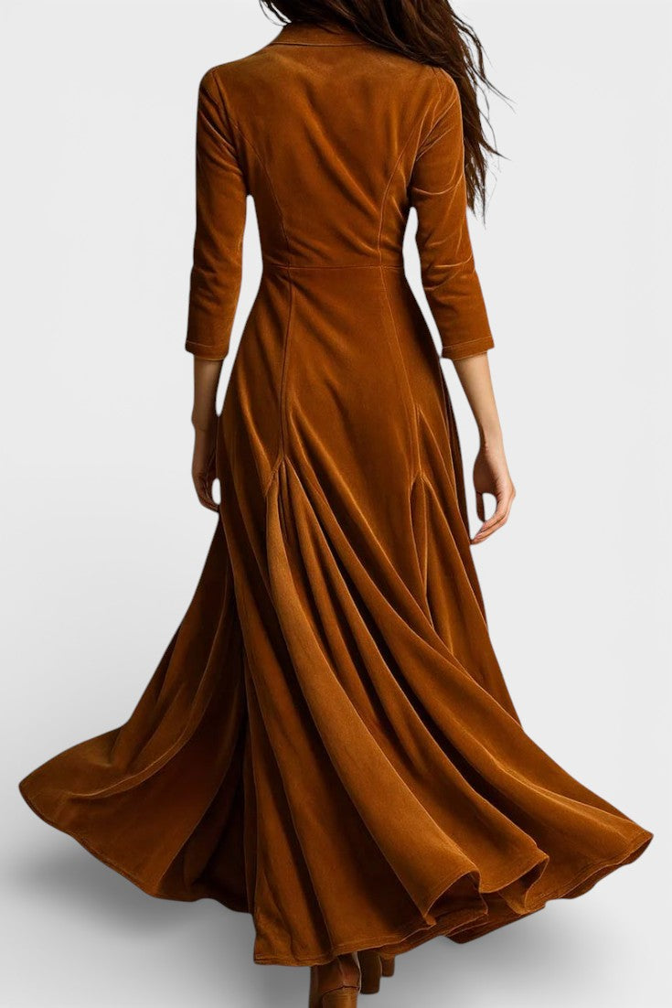 Camélia Robe Longue en Velours Style Blazer Rétro