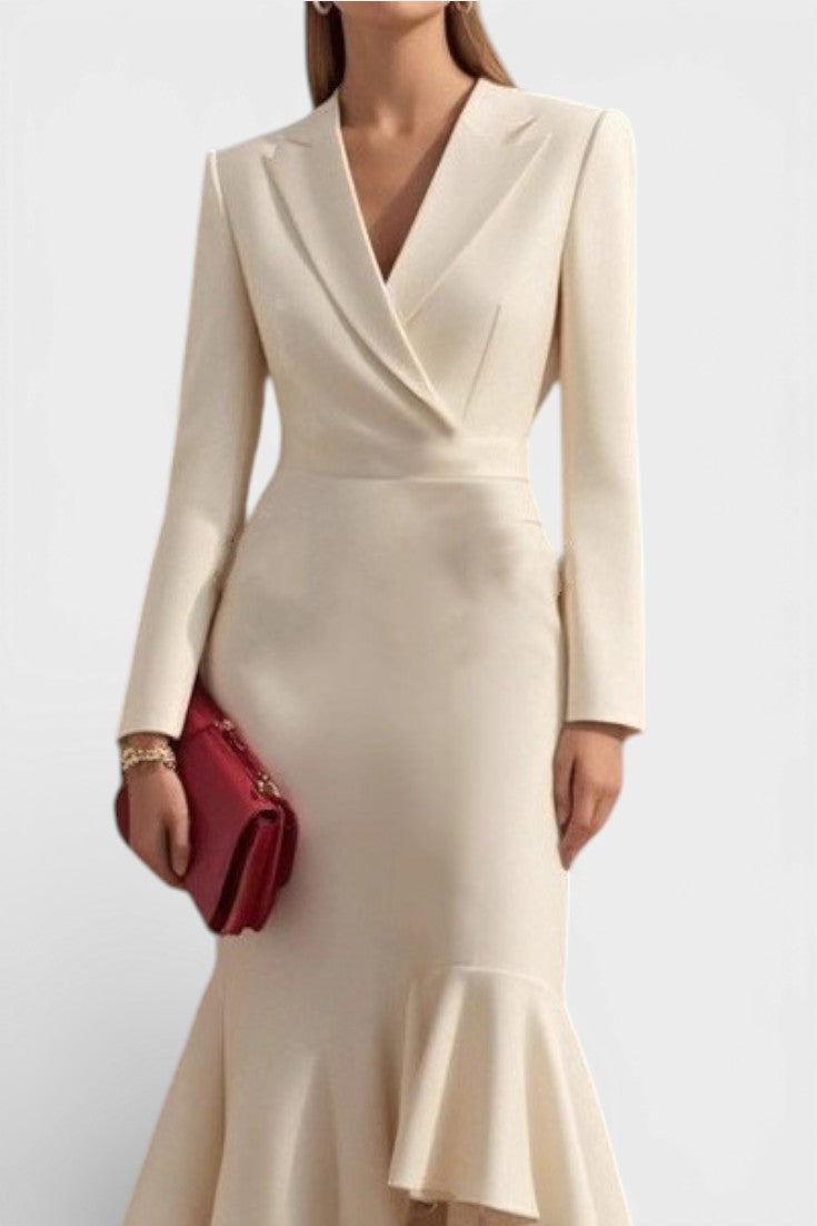 Lessie Robe Midi Tailleur à Volants Asymétriques