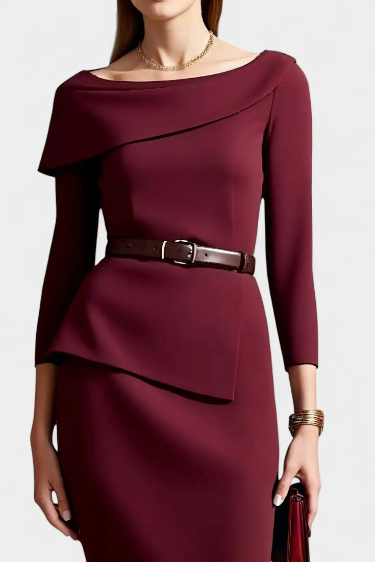 Joely Robe Croisée à Col Châle et Taille Ceinturée